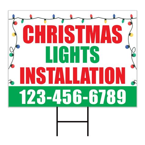 Custom Christmas Lights Installation Yard Sign Waterproof Corrugated