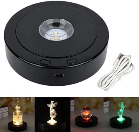 Cezeto Led Rotating Display Stand Led Light Base For Crystal 3d Glass Art Colorful