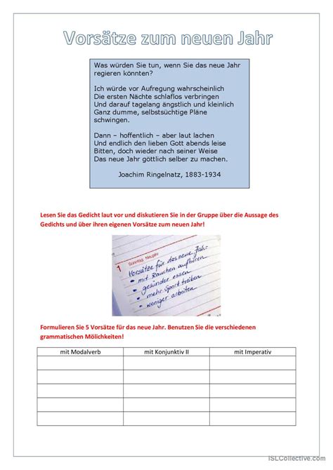 Vorsaetze Zum Neuen Jahr Allgemeine Deutsch Daf Arbeitsbl Tter Pdf Doc