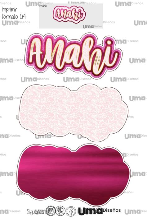 ANAHI Nombre Personalizado Cake Topper Para Imprimir Topo D Bolo