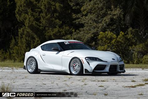 Toyota Supra Gr White With Bc Forged Mle81 Aftermarket Wheels Wheel Front