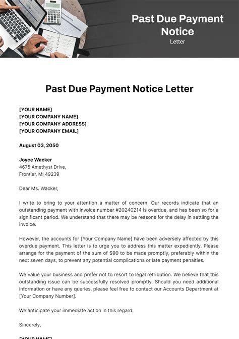 Free Past Due Payment Notice Letter Template Edit Online And Download