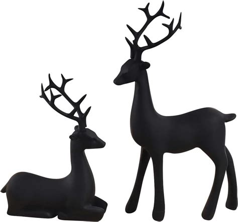 Amazon Pcs Christmas Reindeer Figurines Resin Christmas Deer