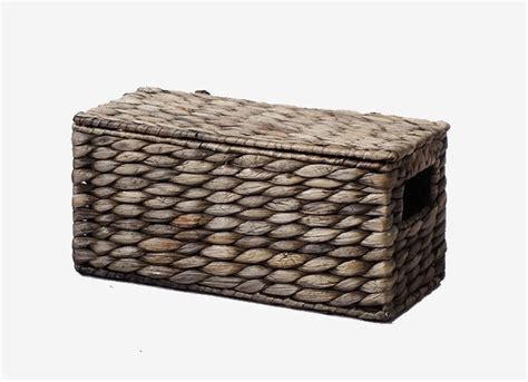 Natural Woven Water Hyacinth Closet Storage Organizer Basket Bin With