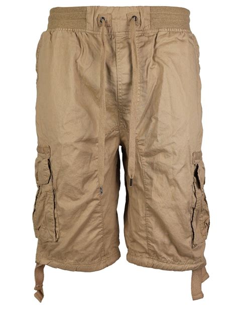 Lr Scoop Mens Elastic Waist Drawstring Multi Pocket Cotton Cargo Shorts Cjs 80 Khaki6xl