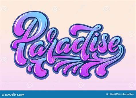 Hand Drawn Colorful Lettering Paradise Vector Ink Illustration