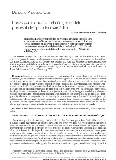 Bases Para Actualizar El Código Modelo Procesal Civil Para Iberoamérica