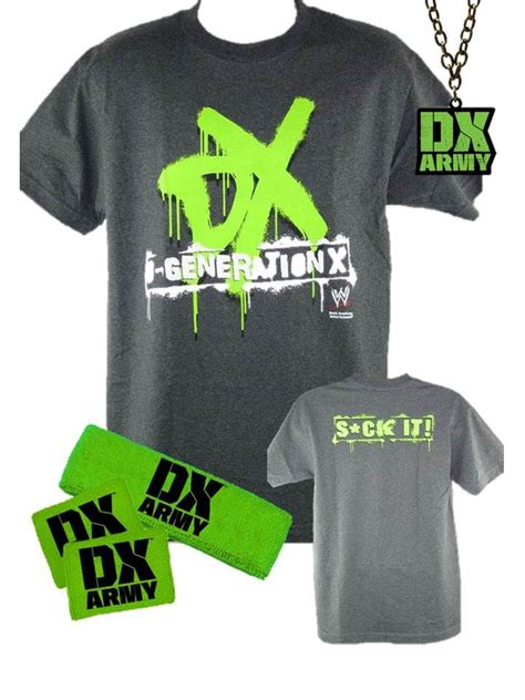 Dx Army D Generation X Costume T Shirt Headband Armband Pendant Wwe