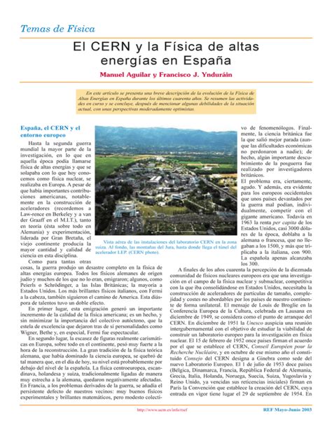 El CERN y la Física de altas energías en España