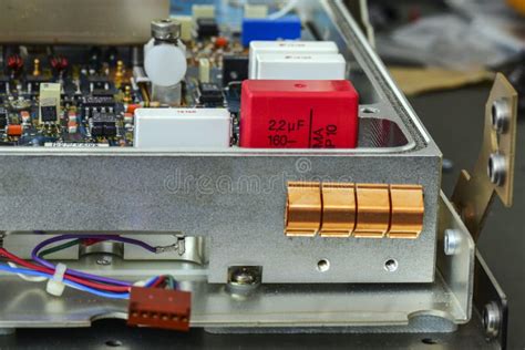 Printed Circuit Board PCB with, ICs, Capacitors, and Resistors Stock ...