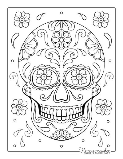 Sugar Skull Coloring Pages for Day of the Dead