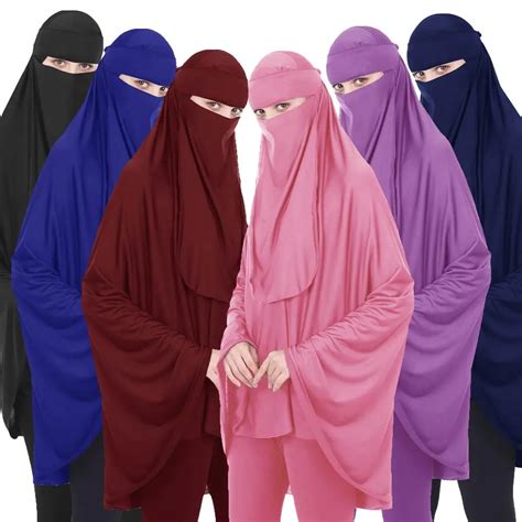 Niqab Long Khimar Hijab Veil Scarf Muslim Amira Prayer Abaya Islamic Overhead Arab 2pcs Prayer