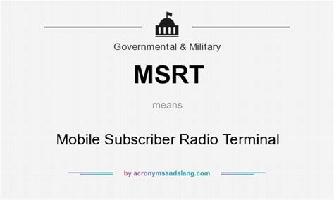 Msrt Mobile Subscriber Radio Terminal In Government And Military By