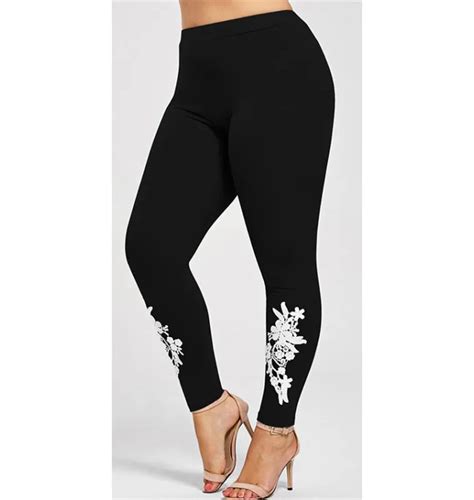 4xl Plus Size Flower Leggins Fitness Women New Skinny Casual 2019