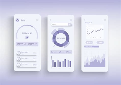 Online Banking Concept Neumorphic Templates Set Financial Accounting