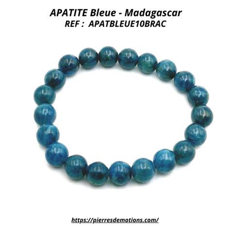 APATITE BLEUE Bracelet perles de diamètre 10 mm environ