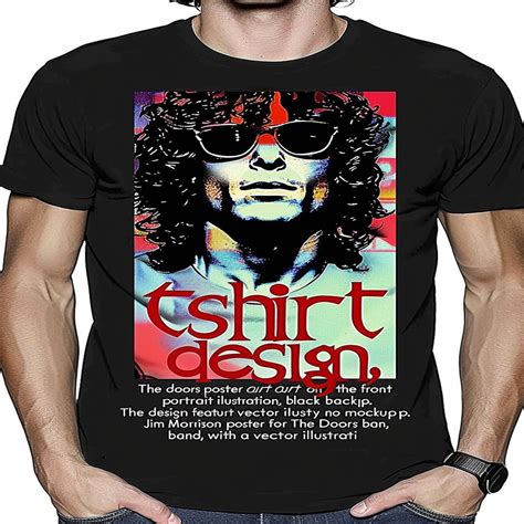 Jim Morrison Vector Portrait The Doors Band Poster Art Black Tee