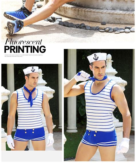 Sexy Mens Sailor Uniform Cosplay Lingerie Hot Erotic Bodysuit Porno Costumes Sleepwear