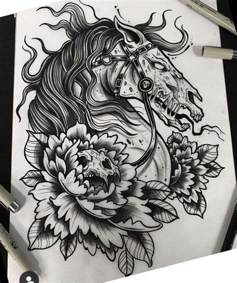 Pin by Gabriella Justenborg on Horse tattoo | Horse tattoo design, Dark ...