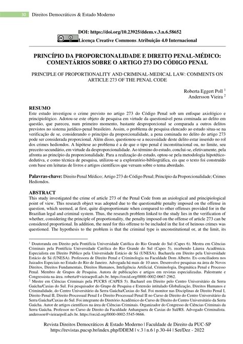 Pdf Princ Pio Da Proporcionalidade E Direito Penal M Dico