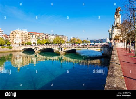 Puente Maria Cristina Bridge In San Sebastian Or Donostia City In Spain