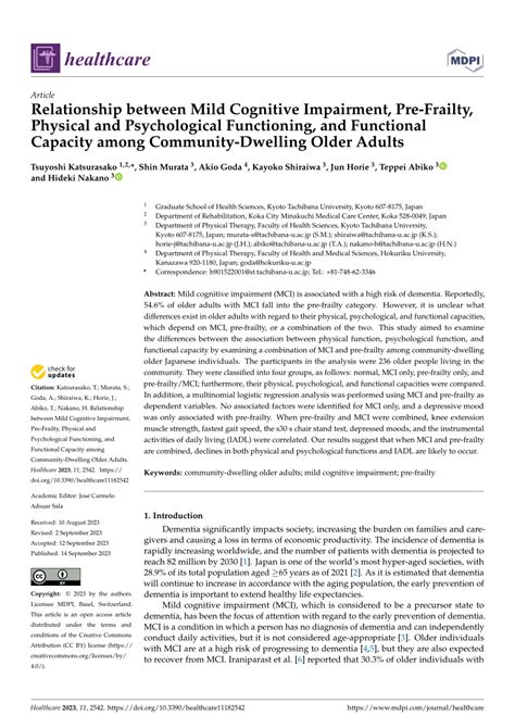 Pdf Relationship Between Mild Cognitive Impairment Pre Frailty