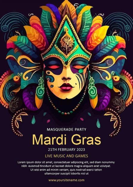 Premium Vector Hand Drawn Mardi Gras Flyer Vertical Template In