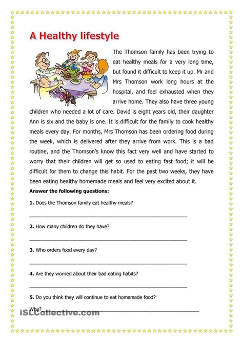 English Worksheet Reading Comprehension