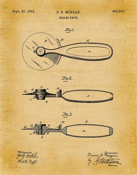 1892 Pizza Cutter Patent Print, Pizza Shop Decor, Pizza Lover Gift Idea ...