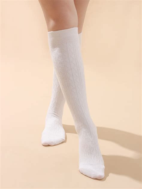 Solid Over The Knee Socks In 2023 Women Knee Socks White Knee High