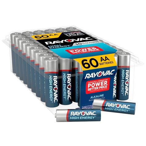 Rayovac High Energy AA Batteries 60 Pack Double A Alkaline Batteries