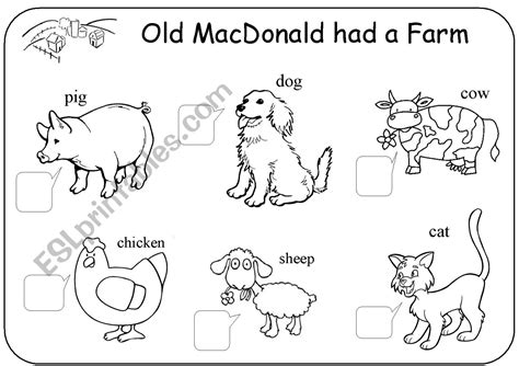 Old Macdonald Had A Farm Esl Worksheet By Andreagerhart