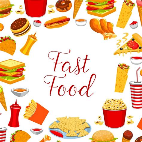 Fast Food Restaurant Meal Frame Poster Design 13056490 Vector Art At