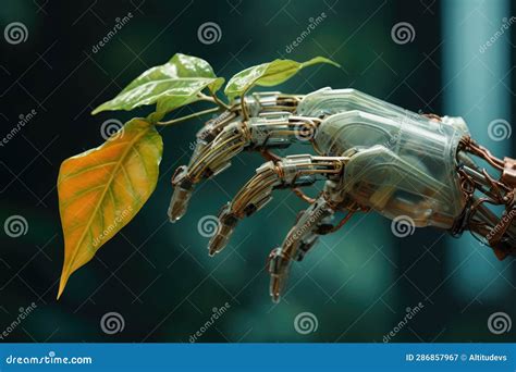 Biohybrid Robot Arm Manipulating Lab Equipment Stock Image