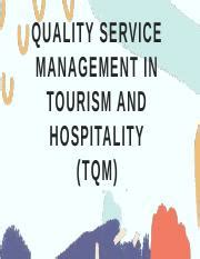 Quality Service Management In Tourism And Hospitality Concepts