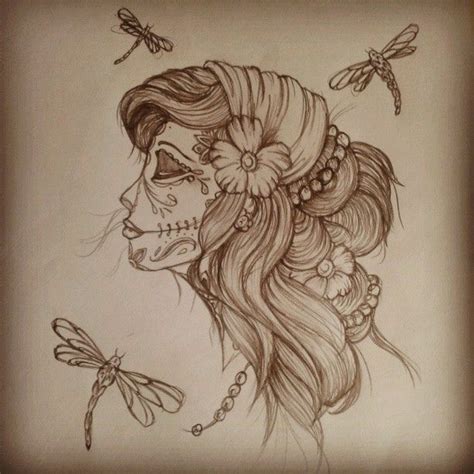 Gypsy Sugar Skull Drawing