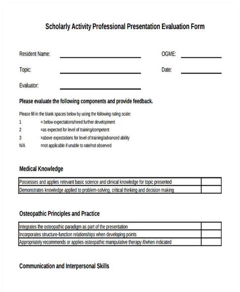 FREE 30 Printable Presentation Evaluation Forms In PDF MS Word Excel