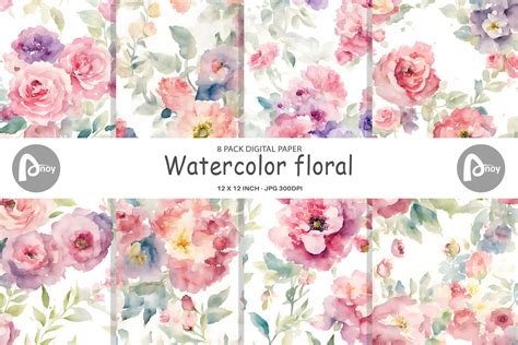 Digital Paper Watercolor Floral Graphic By Artnoy Creative Fabrica