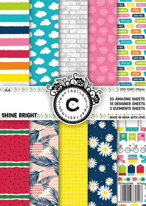 Shine Bright Craftastique Scrapbook Paper Pack A4 250 Gsm Matte