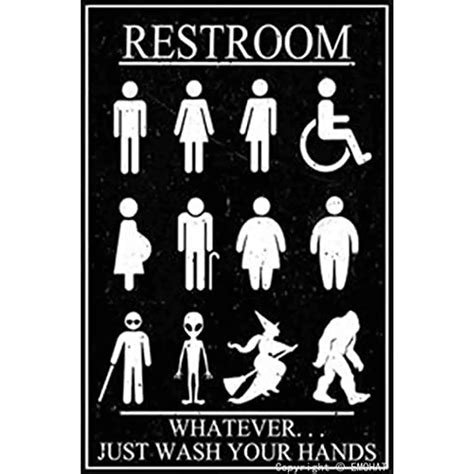 Funny Restroom Sign Whatever Just Wash Your Hands Style Metal Door Sign Bathroom Door Sign For