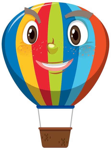 Premium Vector Hot Air Balloon Cartoon Character With Happy Face