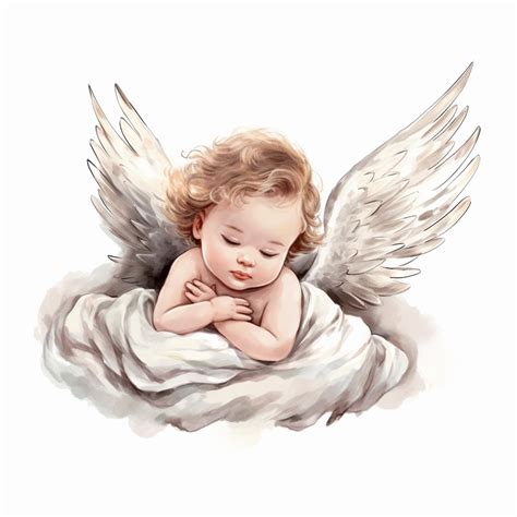 There Is A Drawing Of A Baby Angel Sleeping On A Cloud Generative Ai