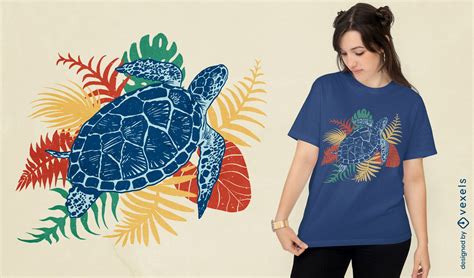 Tropical Sea Turtle T Shirt Design Vector Download