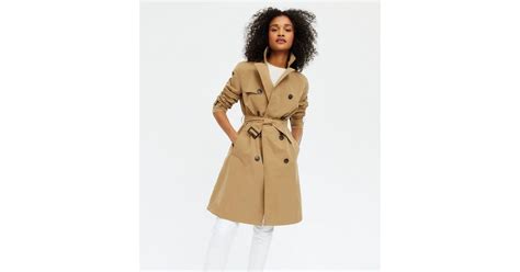 Camel Double Breasted Trench Coat New Look