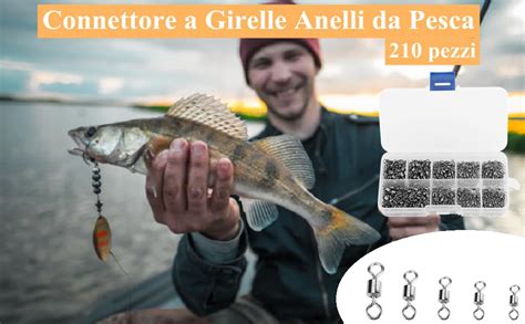 210 Pezzi Connettore A Girelle Anelli Da Pesca Barile Solido Anelli In