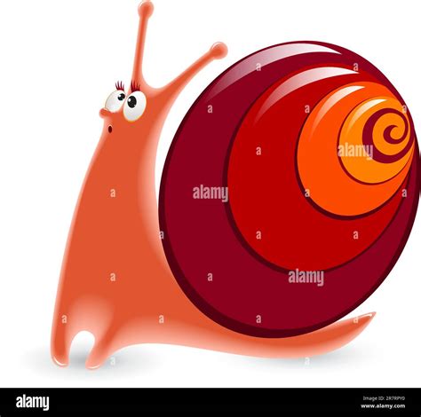 Cartoon Snail Illustration Isolated On White Background Stock Vector