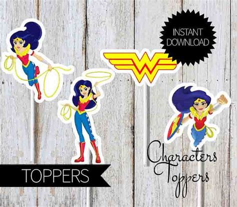 Wonder Woman Birthday Party Printables Characters TOPPERS Wonder Woman