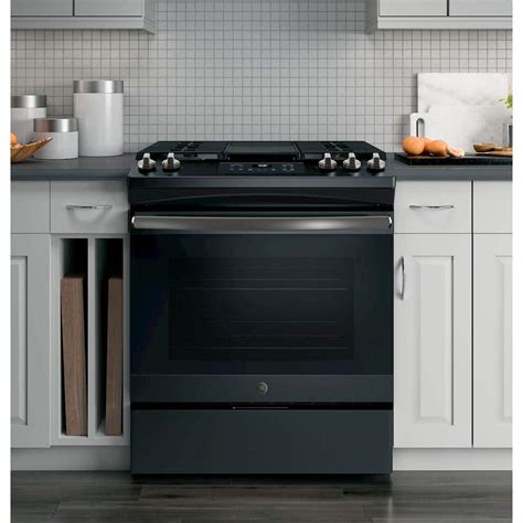 Ge 53 Cu Ft Slide In Gas Range Black Slate At Pacific Sales