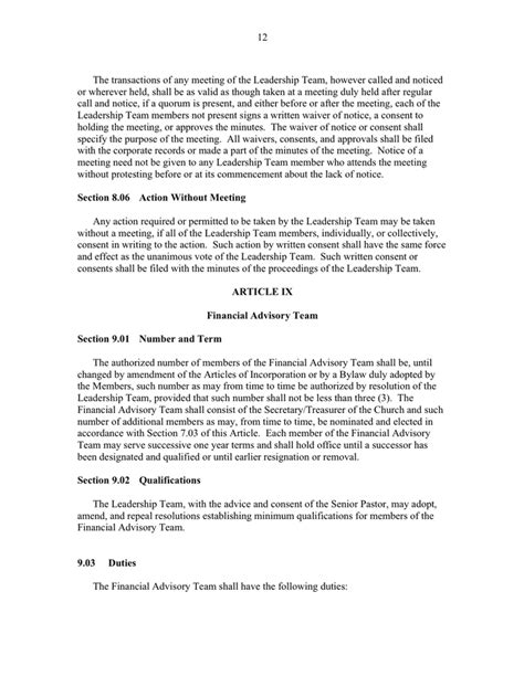 Non Denominational Church Bylaws Template