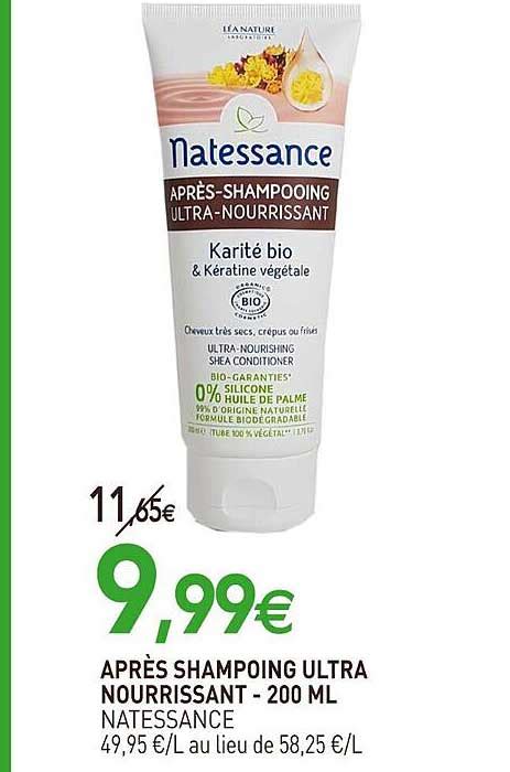 Offre Après Shampoing Ultra Nourrissant 200 Ml Natessance chez NatureO